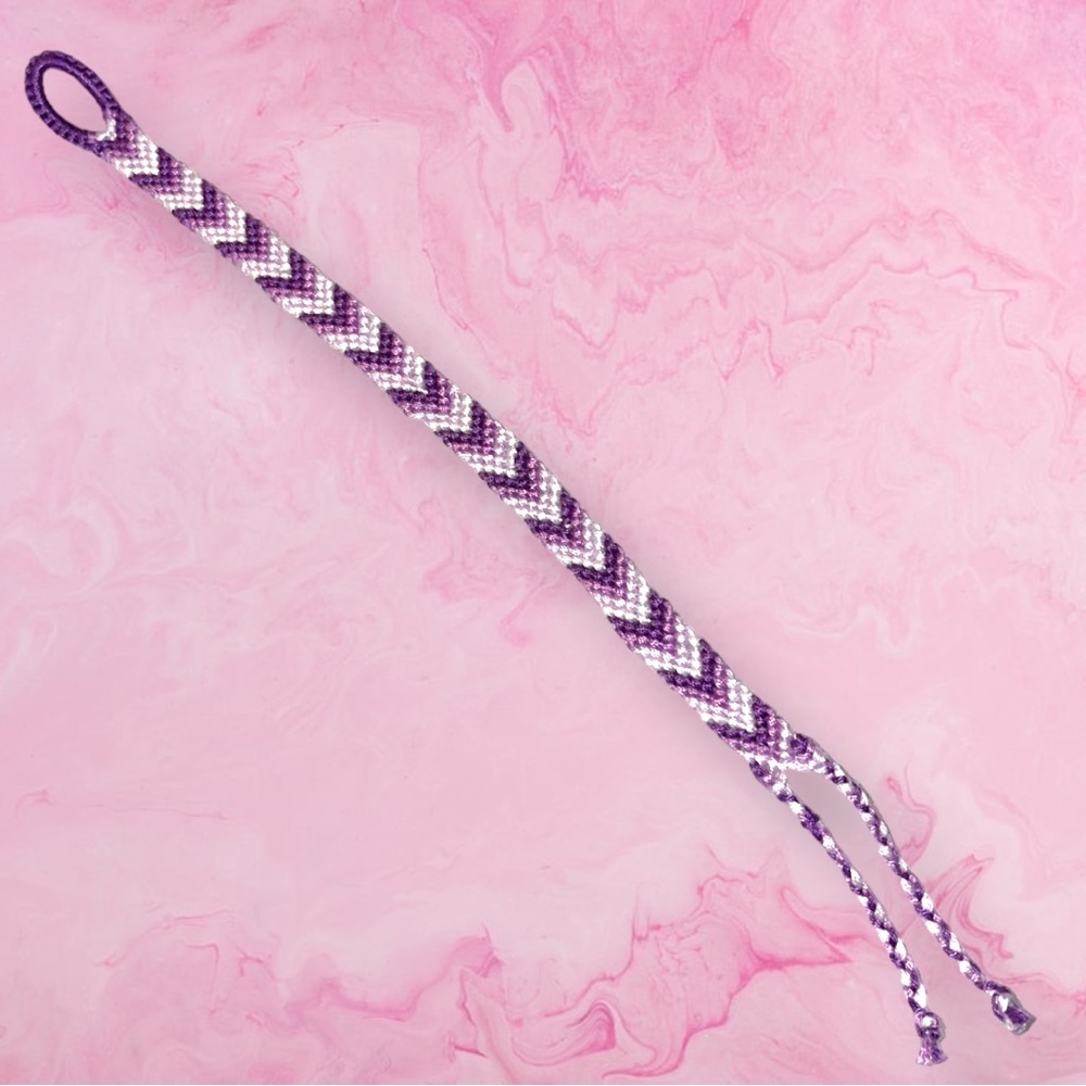 Purple Handmade Chevron Friendship Bracelet 90s Style Jewellery